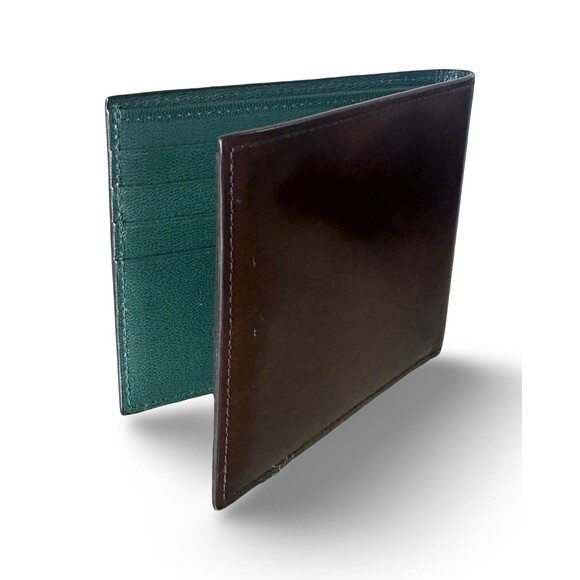 Dunhill Other - DUNHILL Bi-fold billing Club line brown mahogany green enamel leather Authentic
